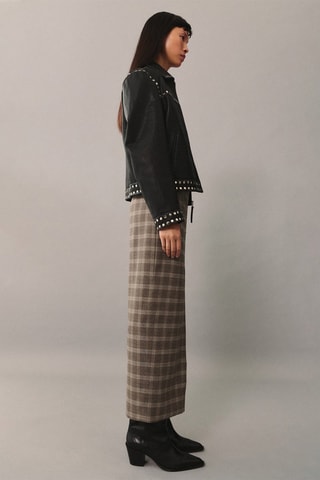 Jupe fendue carreaux - Beige