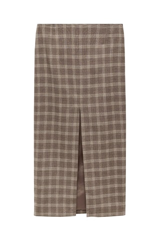 Jupe fendue carreaux - Beige