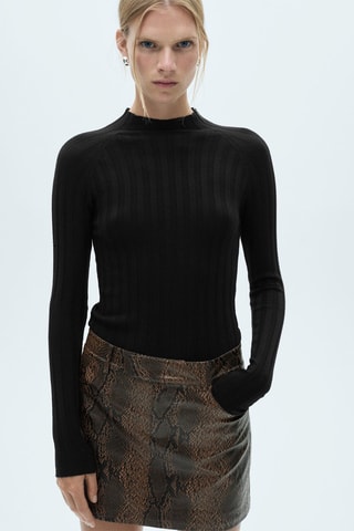 Minijupe simili-cuir imprimé animal - Beige