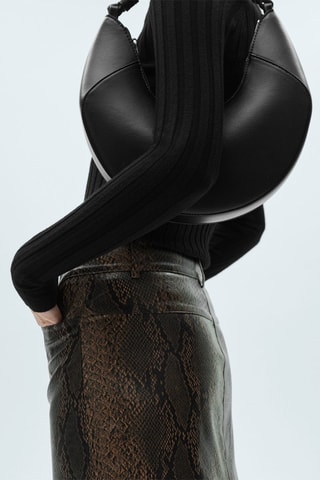 Minijupe simili-cuir imprimé animal - Beige