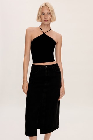 Jupe jean fendue - Noir