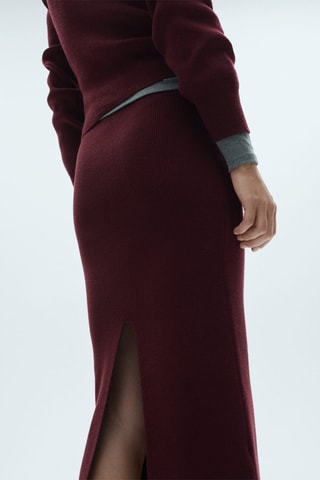 Jupe midi maille - Bordeaux