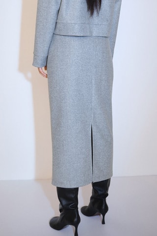 Jupe midi tissu éponge - Gris