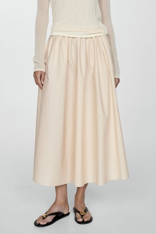 Jupe midi plissée - Beige
