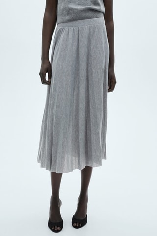 Jupe longue plissée - Gris chiné