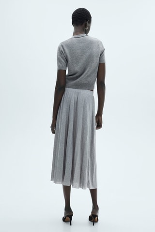 Jupe longue plissée - Gris chiné