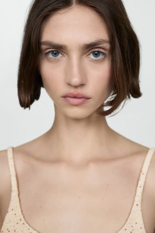 Top bretelles à sequins - Ecru