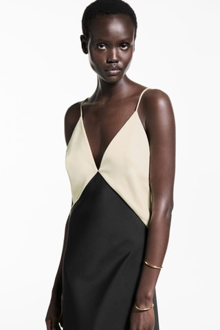 Robe style lingerie bicolore - Noir