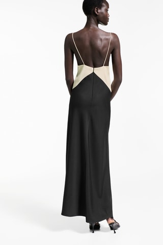 Robe style lingerie bicolore - Noir