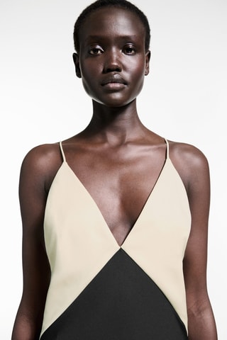 Robe style lingerie bicolore - Noir