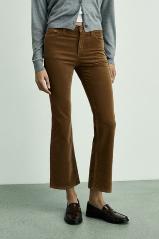 Pantalon Sienna flare crop velours côtelé - Marron