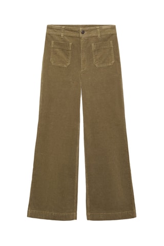 Pantalon Catherin style jupe-culotte velours côtelé - Kaki