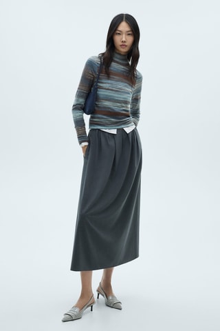 Pull-over rayé col roulé - Bleu