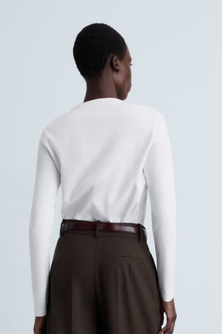 T-shirt fin col rond - Blanc