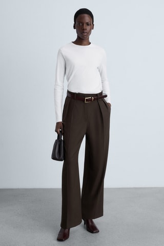 T-shirt fin col rond - Blanc