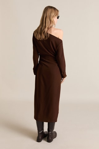 Robe asymétrique fronces sur les côtés - Marron