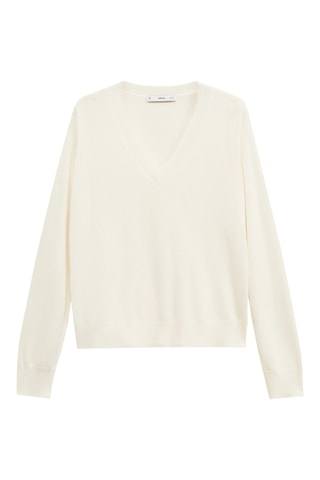 Pull-over maille col en V - Ecru