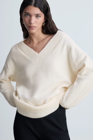 Pull-over oversize col V - Ecru