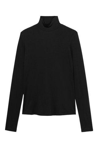 T-shirt manches longues col roulé - Noir