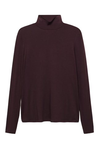 T-shirt manches longues col montant - Lie-de-vin