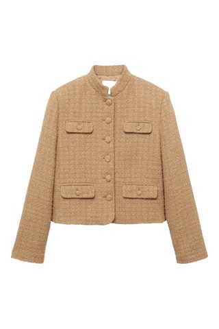 Veste tweed col officier - Marron