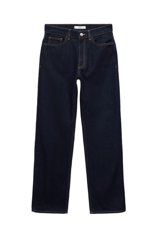 Jean droit taille haute rinse wash - Bleu