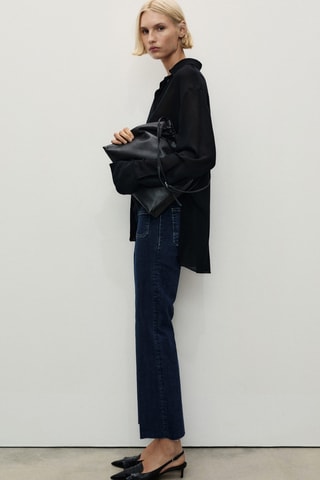 Jean flare crop poches - Bleu marine