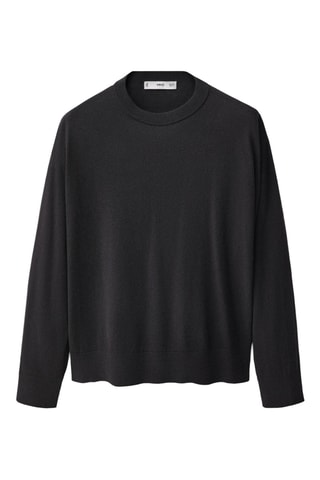 Pull-over laine mélangée col rond - Noir
