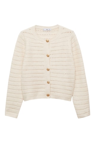 Veste maille détails ajourés - Ecru