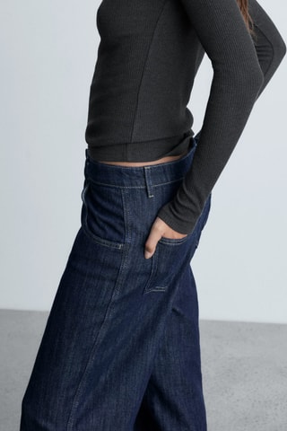 T-shirt côtelé manches longues - Anthracite