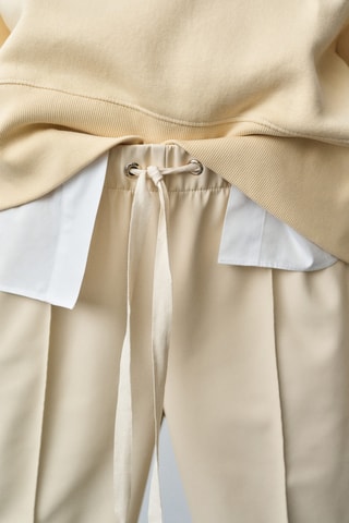 Pantalon wideleg simili-cuir - Ecru