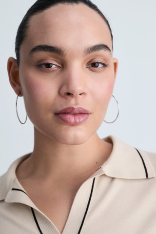 Pull revers contrastés liserés - Gris clair