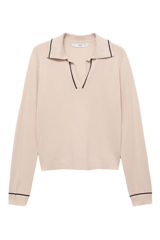 Pull revers contrastés liserés - Gris clair