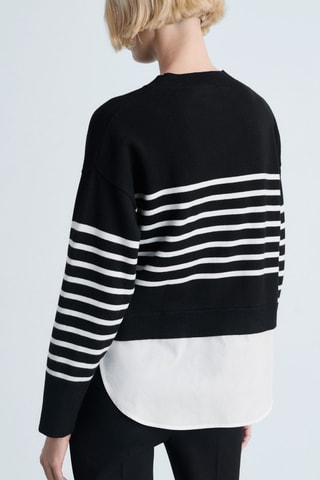 Pull-over maille combinée - Noir