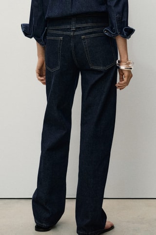 Jean droit taille basse ceinture - Bleu