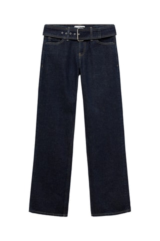 Jean droit taille basse ceinture - Bleu