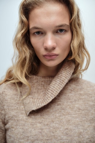 Pull-over col revers enveloppant - Gris clair