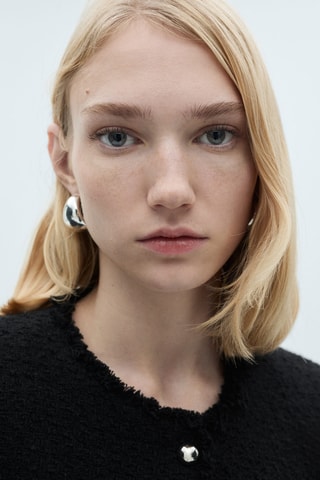 Veste tweed boutons bijoux - Noir