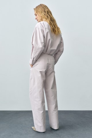 Pantalon wideleg coutures décoratives - Lilas