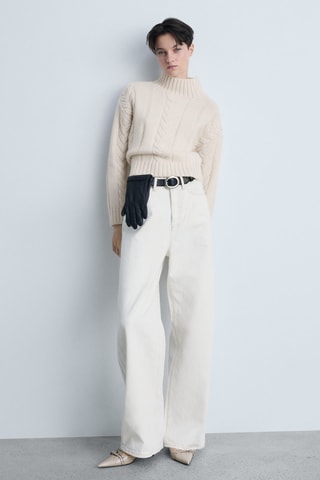 Pull-over torsades col montant - Ecru