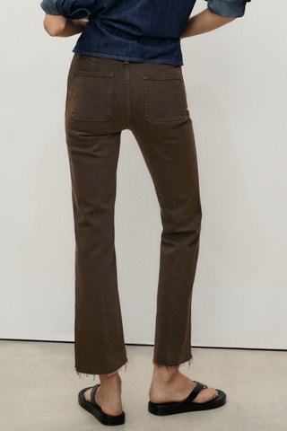 Jean flare crop poches - Chocolat