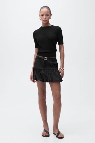 Pull maille ajourée manches courtes - Noir