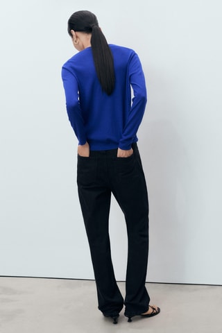 Pull-over maille col en V - Bleu électrique