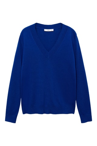 Pull-over maille col en V - Bleu électrique