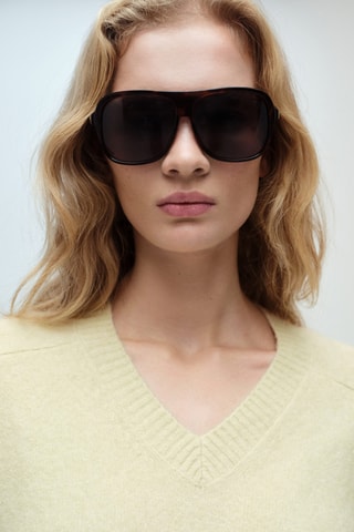 Pull-over maille col en V - Vert clair