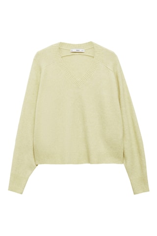 Pull-over maille col en V - Vert clair