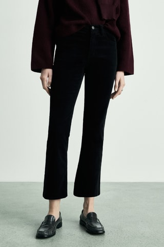 Jean Sienna flare crop velours côtelé - Noir