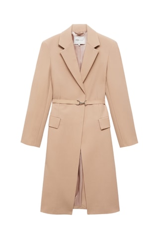 Manteau laine ceinture - Nude