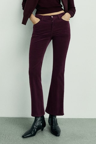 Pantalon Sienna flare crop velours côtelé - Lie-de-vin