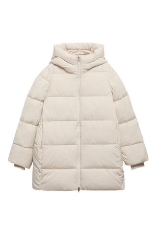 Anorak midi matelassé capuche - Ecru